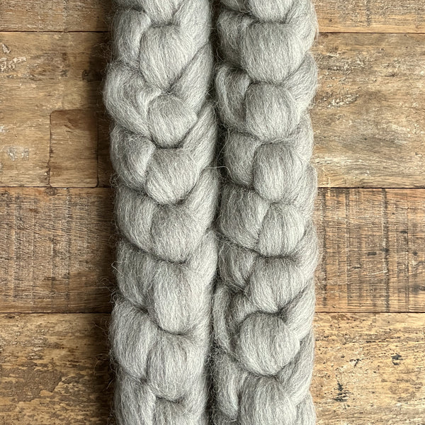 Undyed natural grey Cheviot combed top, 100 gram bumps, UK sourced