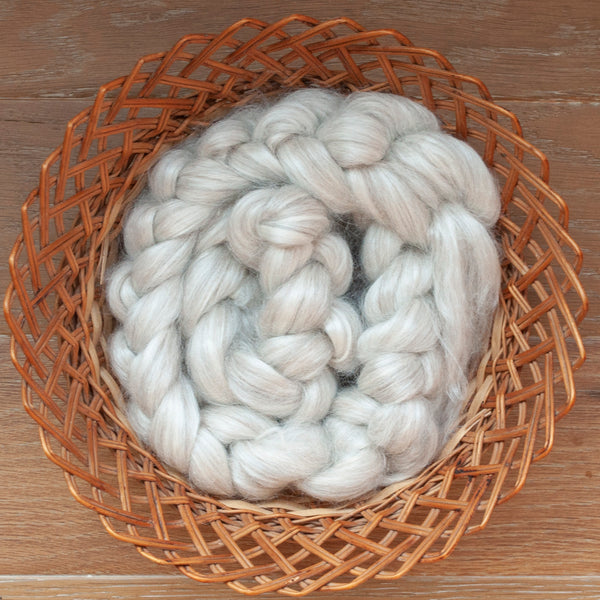 Undyed natural 50/50 Alpaca and Tussah Silk combed top