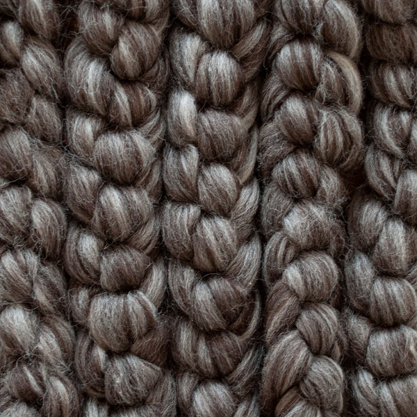 Undyed 60/40 Zwartbles and Exmoor Blueface combed top, natural grey and brown